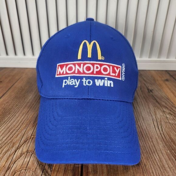 McDonald's Monopoly 2012 Hat Cap Strap Back Blue Promotion Employee Embroidered - Picture 2 of 11